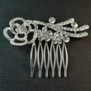 Simulated Crystal Flower Hair Comb Wedding Prom